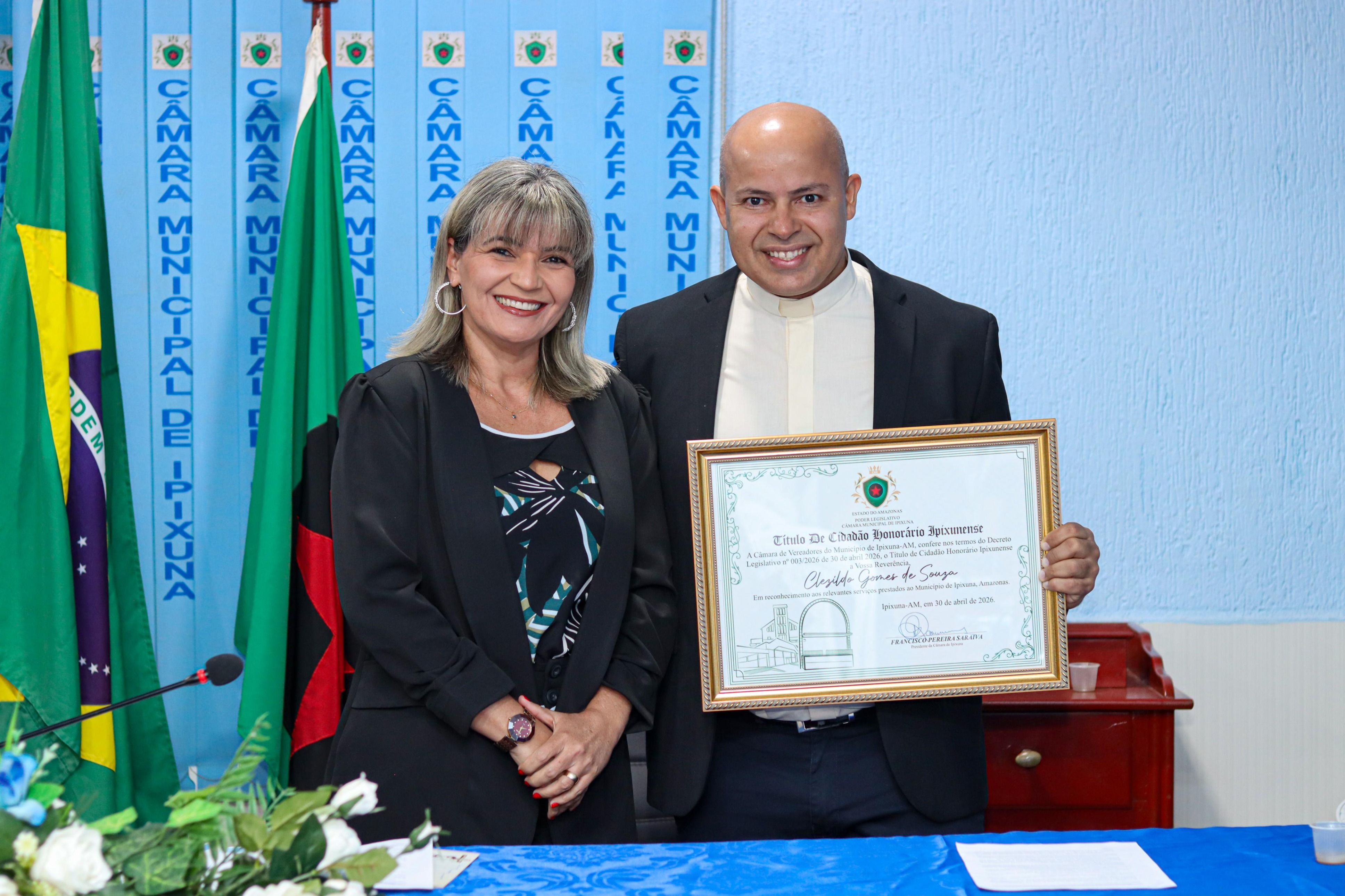 Câmara Municipal de Ipixuna concede Título de Cidadão Honorário Ipixunense ao Padre Clezildo Gomes de Souza
